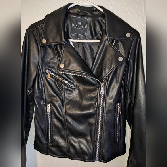 NWT BAGATELLE BLACK PLEATHER MOTO JACKET - Picture 10 of 14